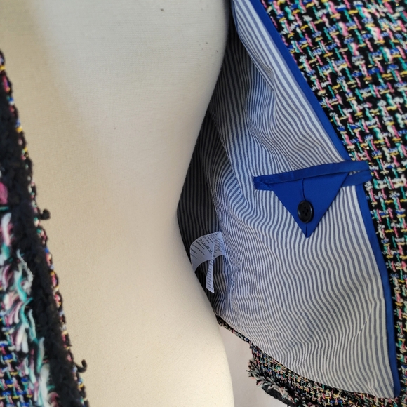 J. Crew Metallic Tweed Lady Jacket Blazer Rainbow Multicolor Black 8 - Picture 14 of 16